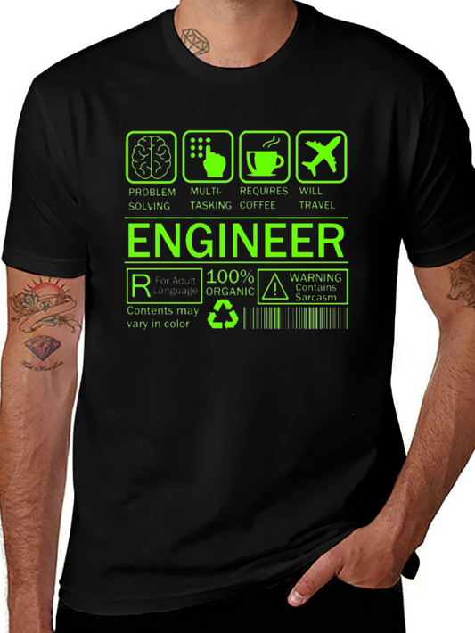 Engineer Problem Solving Mens Black T-Shirt