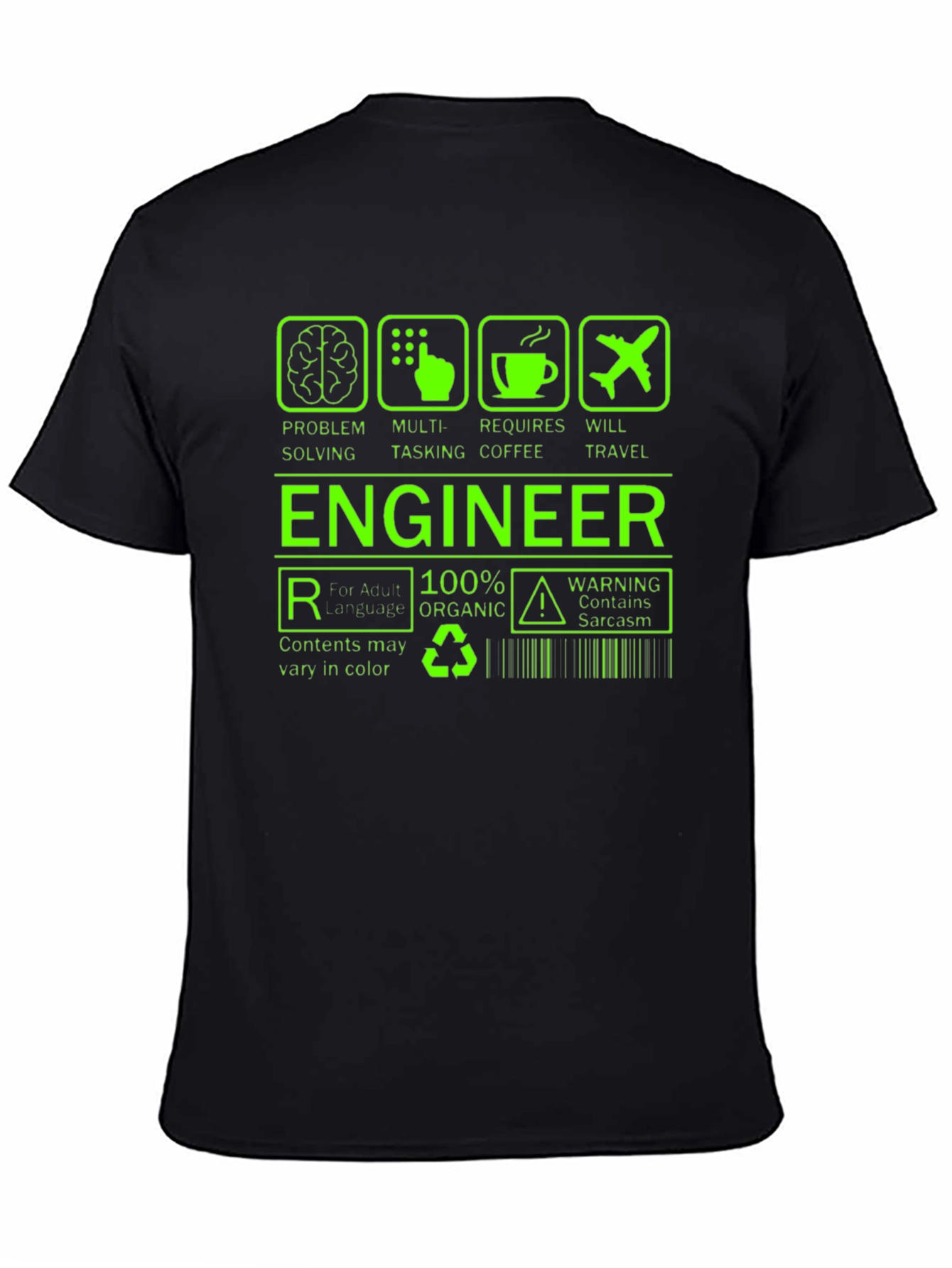 Engineer Problem Solving Mens Black T-Shirt