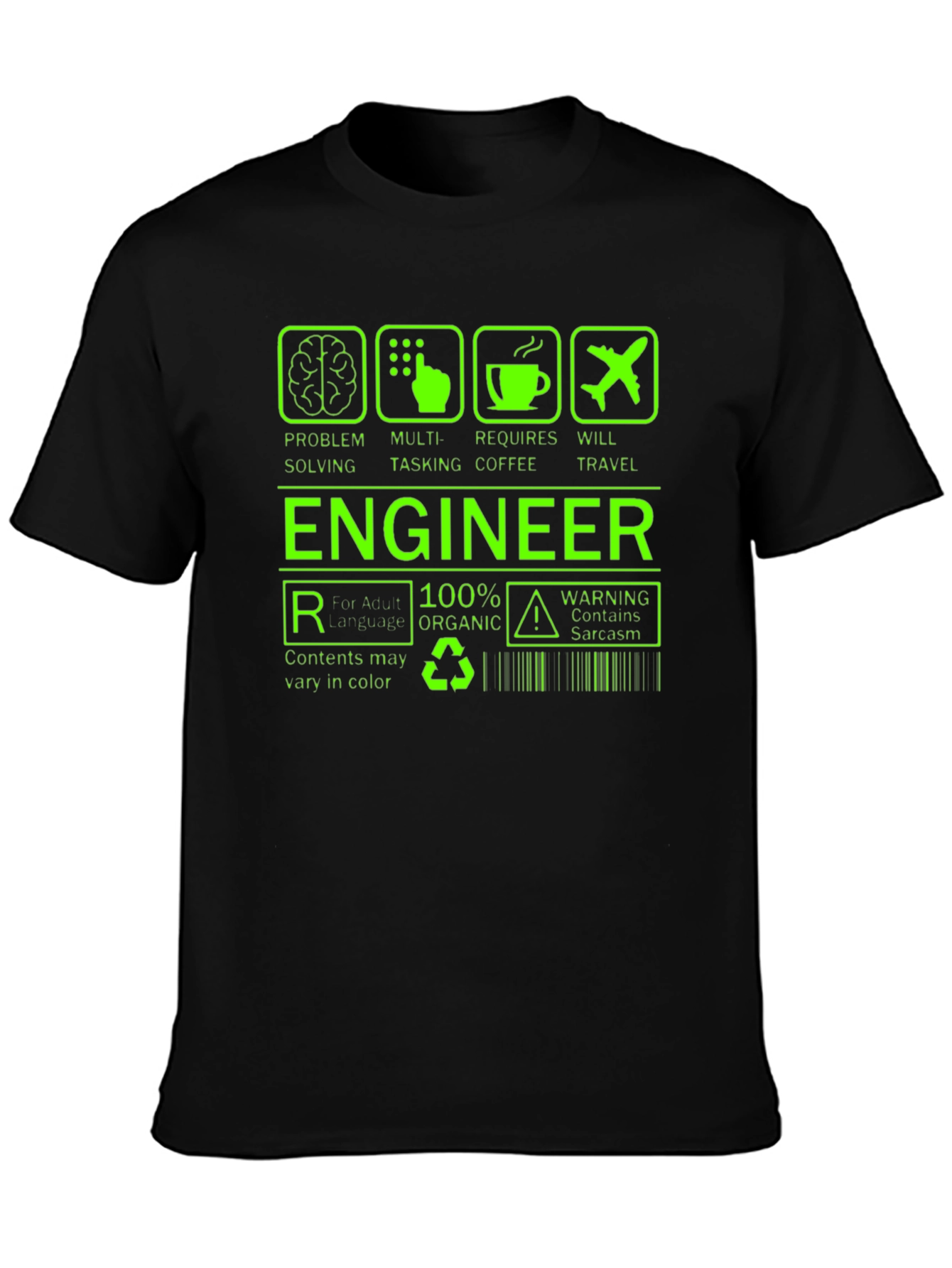 Engineer Problem Solving Mens Black T-Shirt