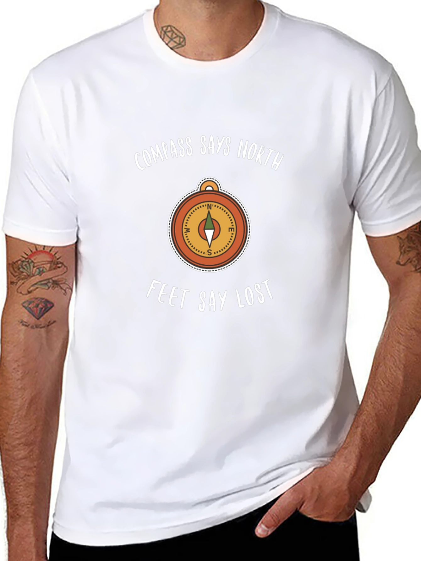 Compass Says North T-Shirt - Lost Feet Design