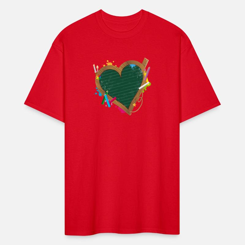 Heart shaped blackboard with school supplies