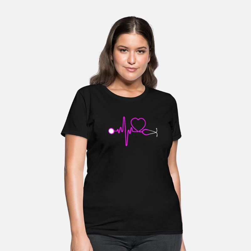 Heartbeat Stethoscope Ladies Shirt Cap Sleeve Nurs