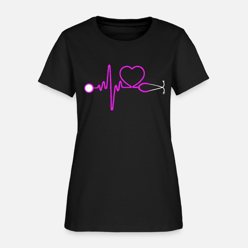 Heartbeat Stethoscope Ladies Shirt Cap Sleeve Nurs