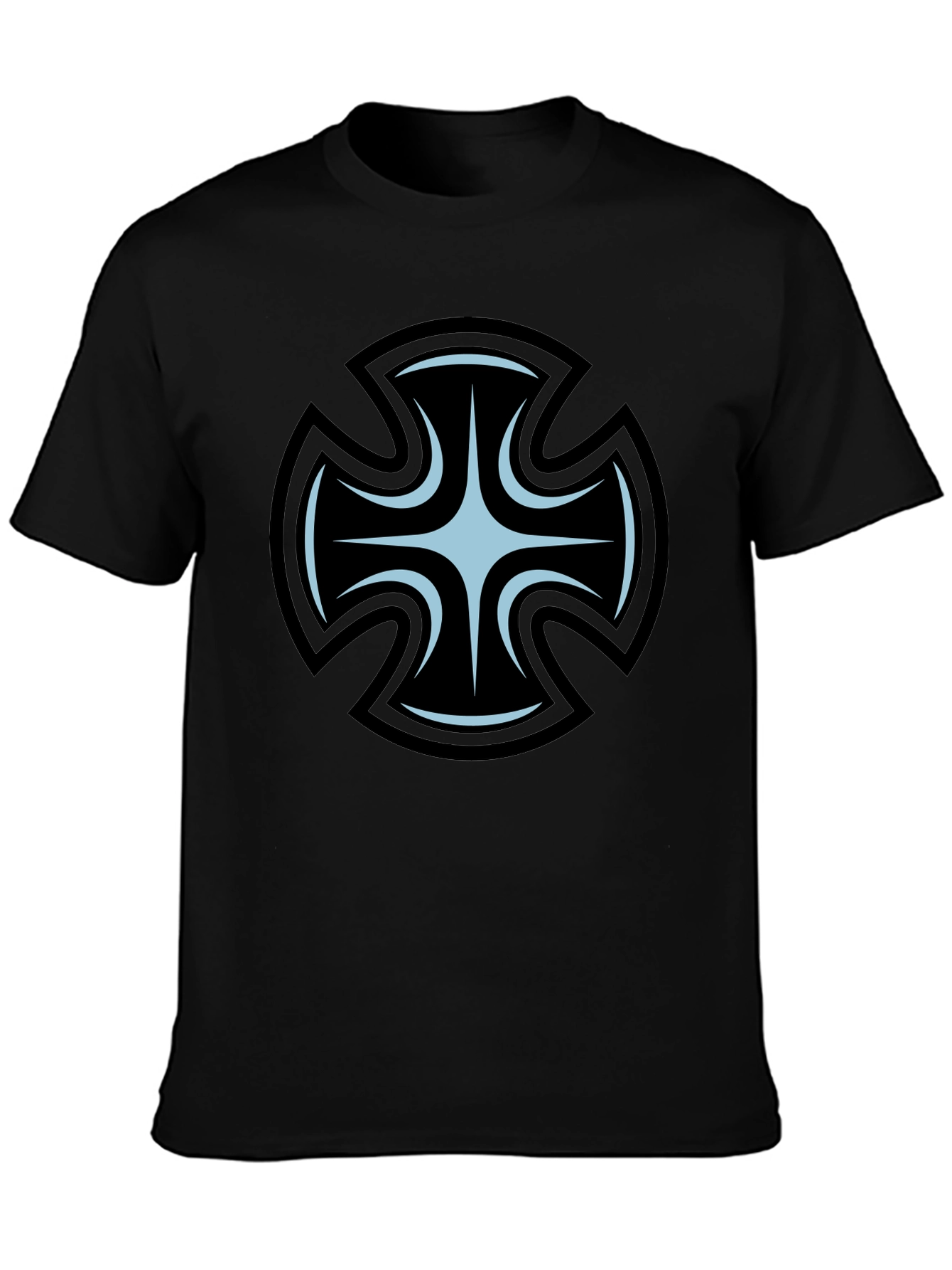 Mens Black T-Shirt with Unique Cross Graphic