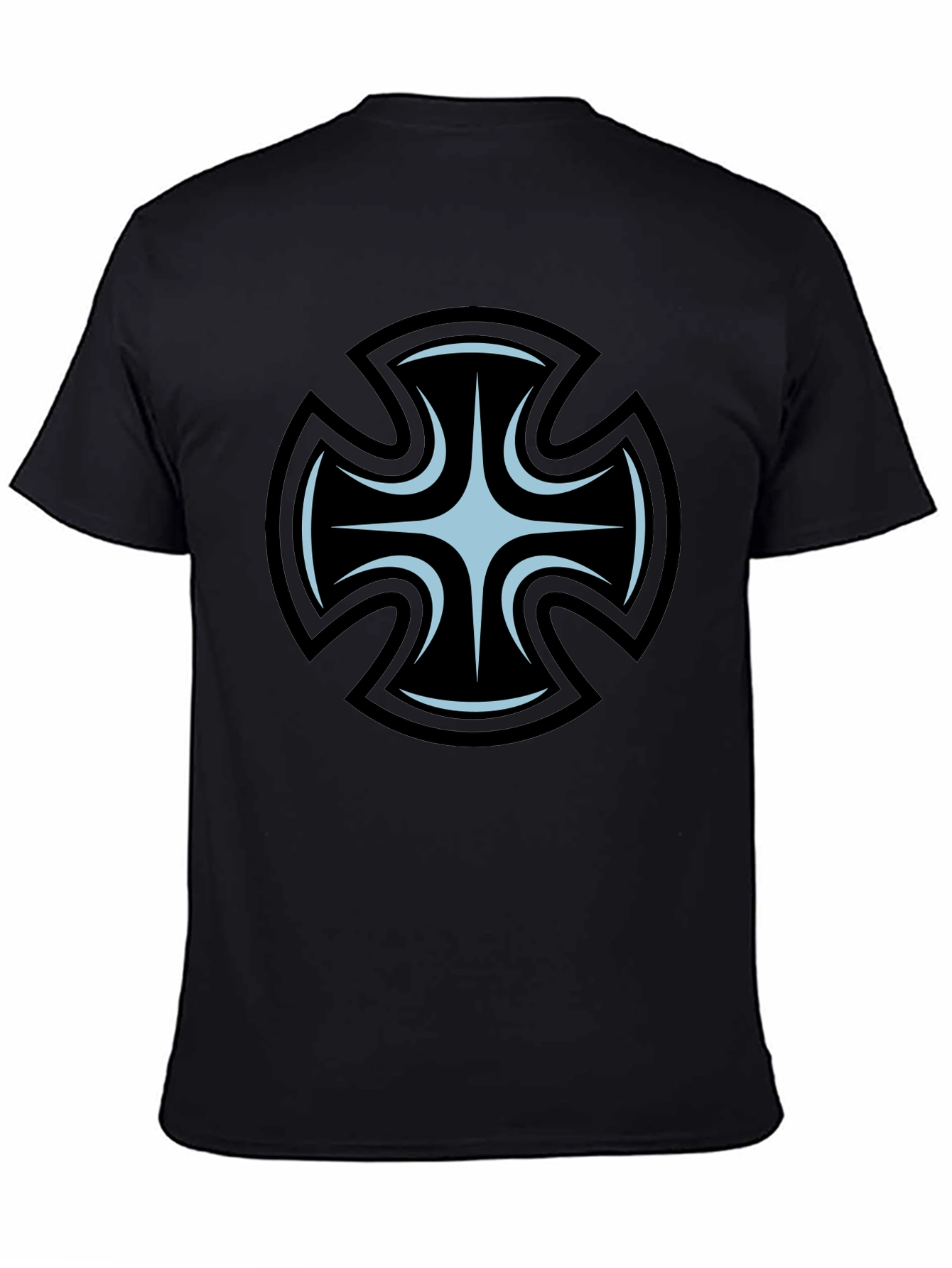 Mens Black T-Shirt with Unique Cross Graphic