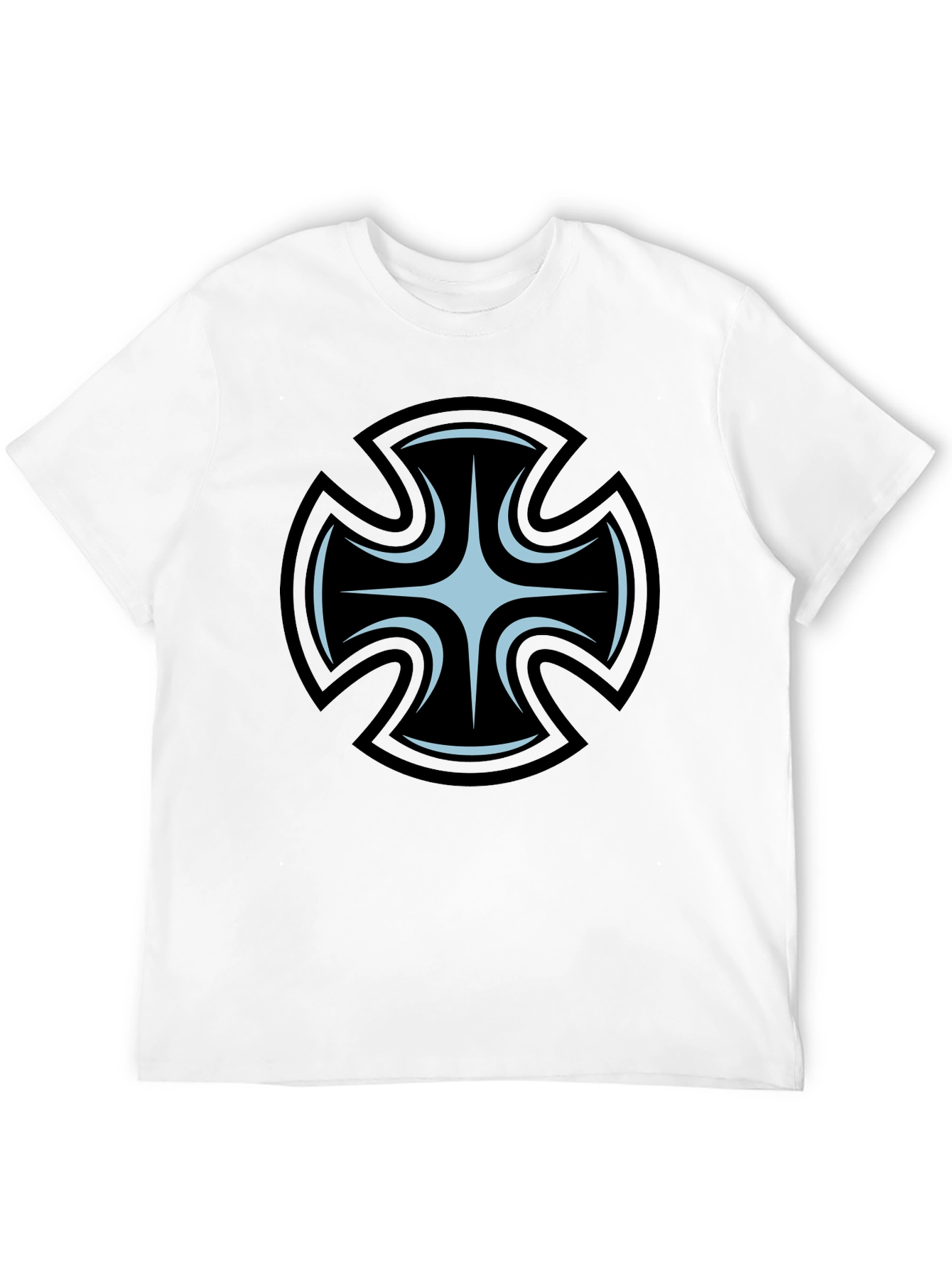 Mens Black T-Shirt with Unique Cross Graphic