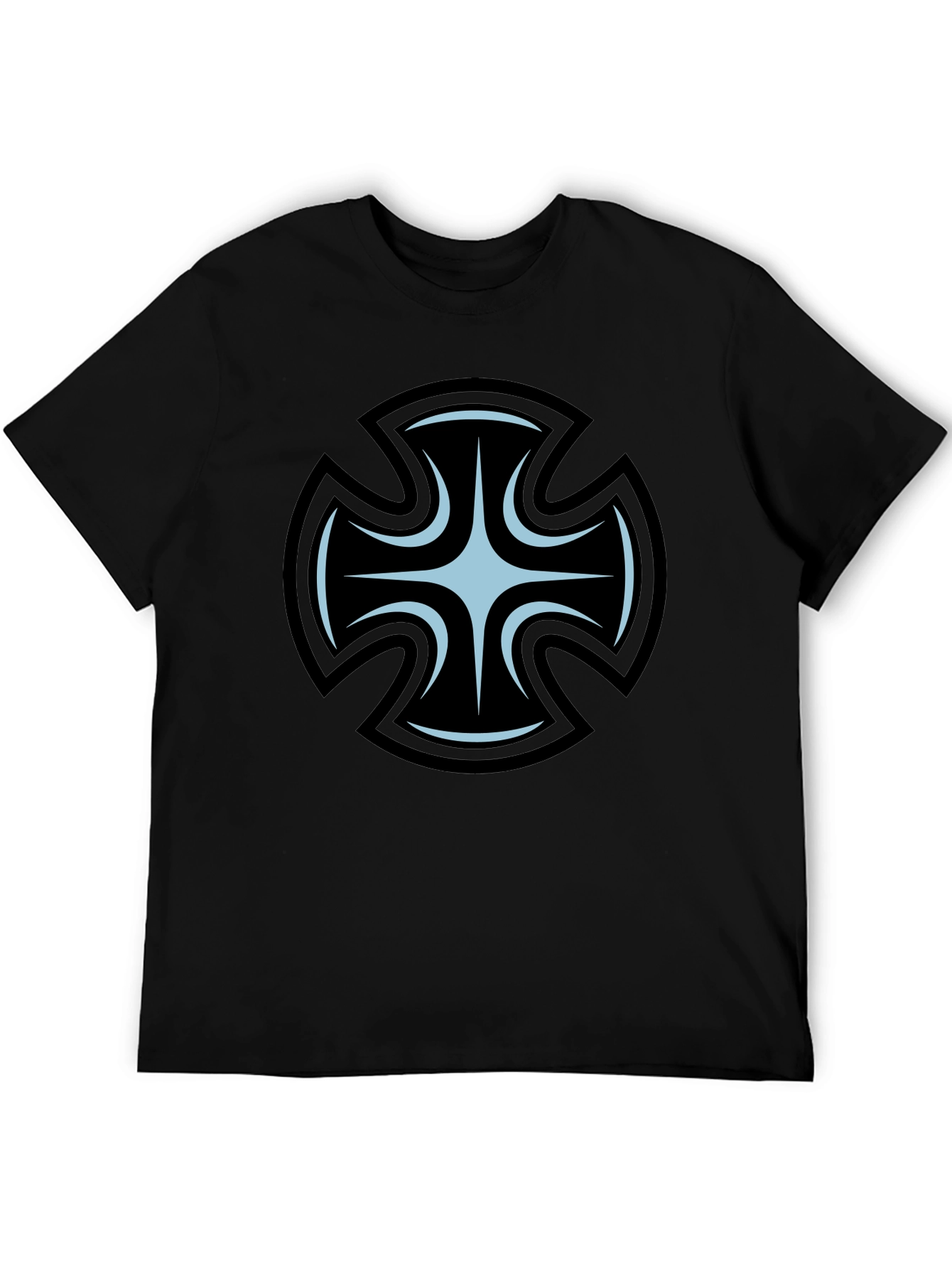 Mens Black T-Shirt with Unique Cross Graphic