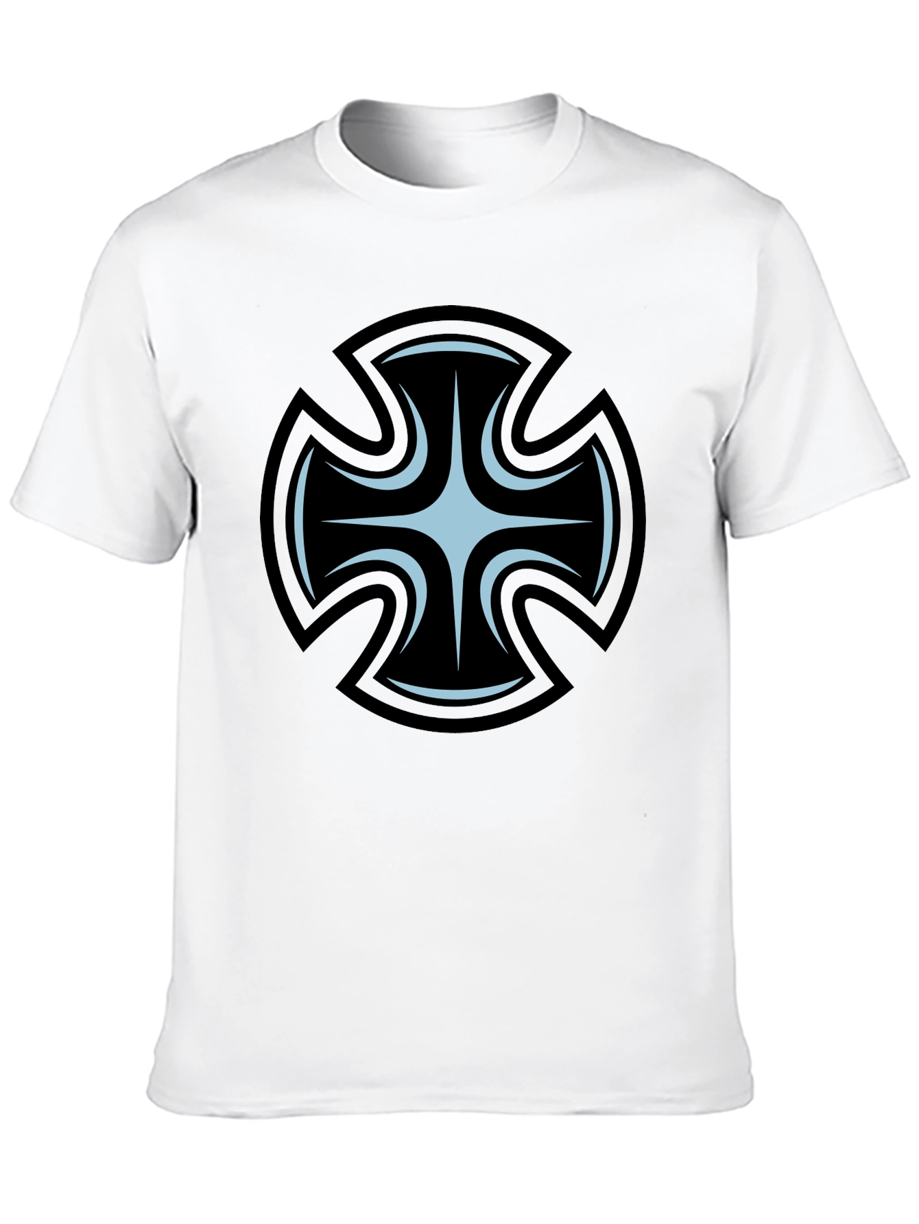 Mens Black T-Shirt with Unique Cross Graphic