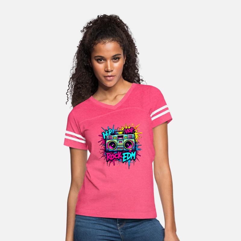 Hip-Hop, Rock, and EDM , vibrant graffiti T-shirt