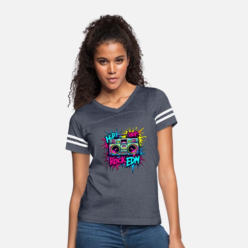 Hip-Hop, Rock, and EDM , vibrant graffiti T-shirt