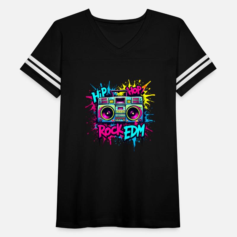 Hip-Hop, Rock, and EDM , vibrant graffiti T-shirt