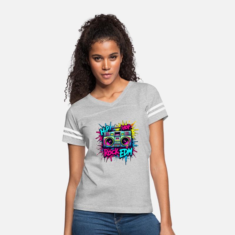Hip-Hop, Rock, and EDM , vibrant graffiti T-shirt