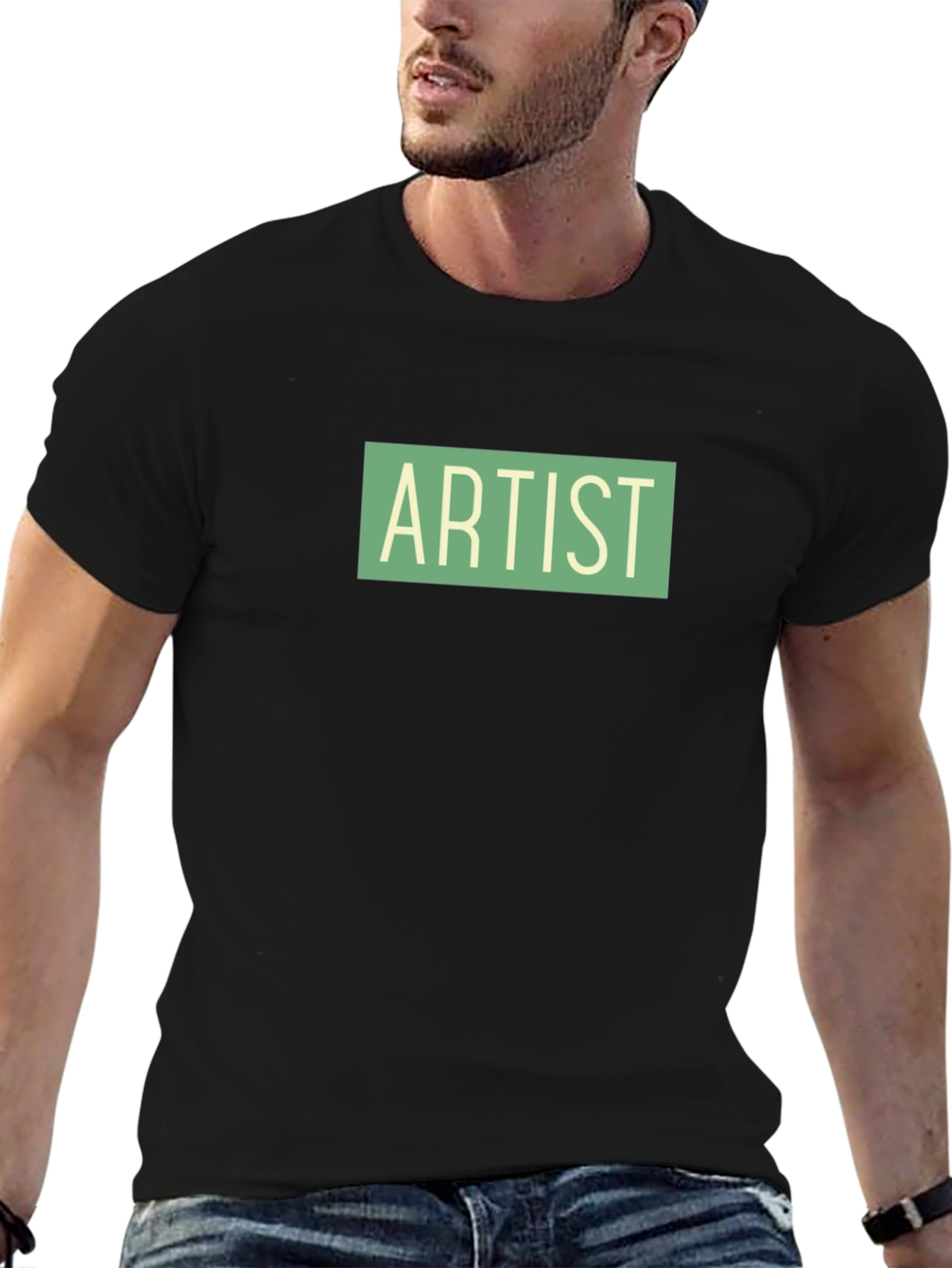 Artist Graphic Tee - Black Cotton Short Sleeve