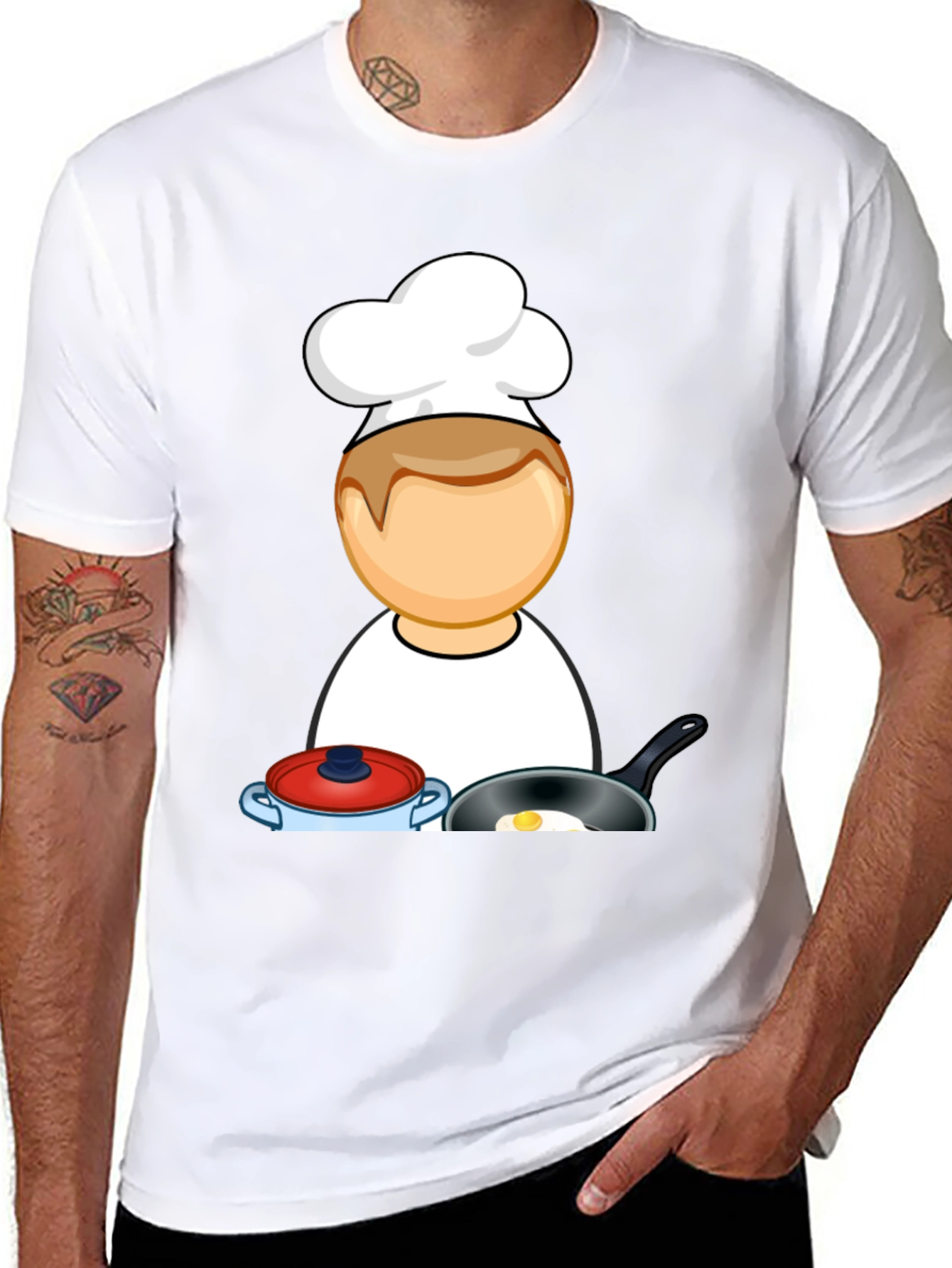 Chef Cartoon Black T-Shirt - Cooking Fun!