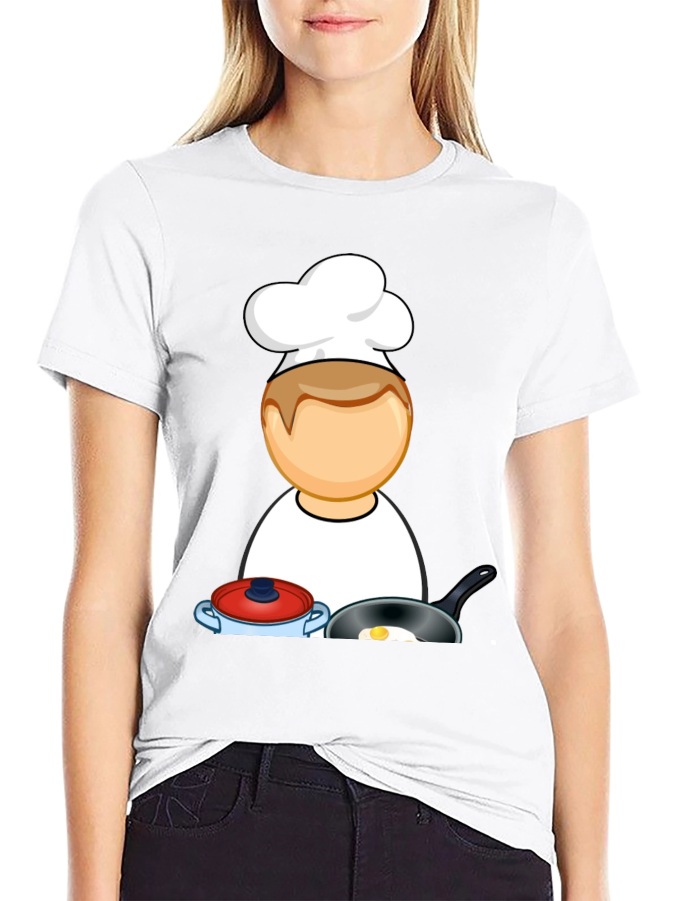 Chef Cartoon Black T-Shirt - Cooking Fun!