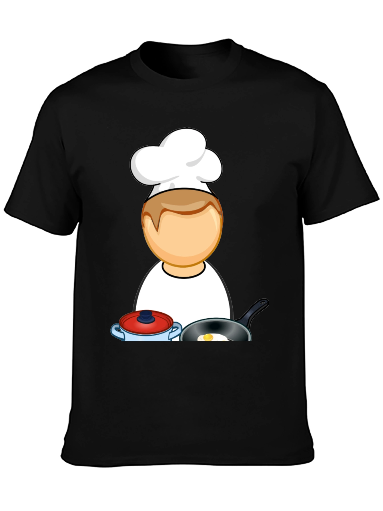 Chef Cartoon Black T-Shirt - Cooking Fun!
