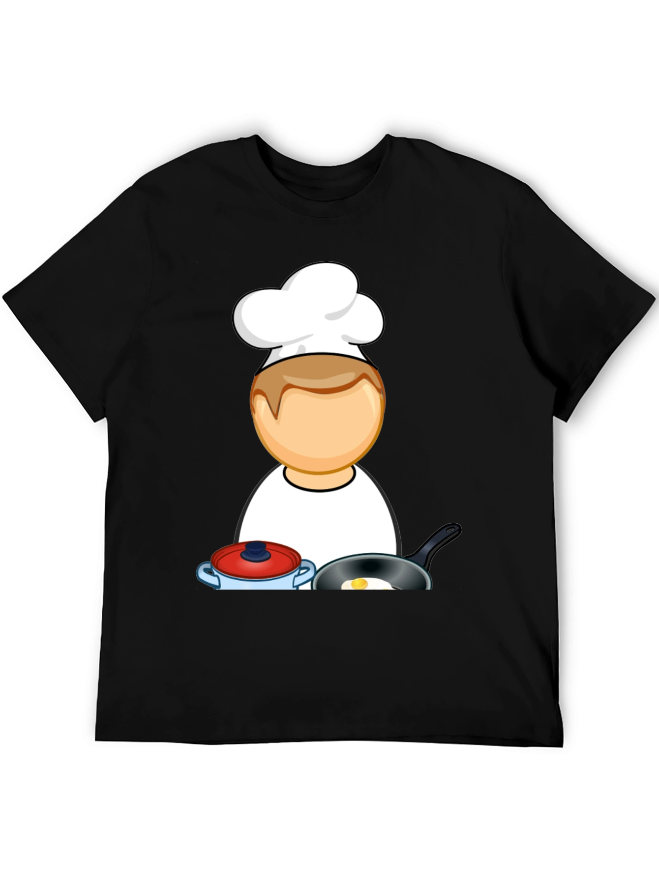 Chef Cartoon Black T-Shirt - Cooking Fun!