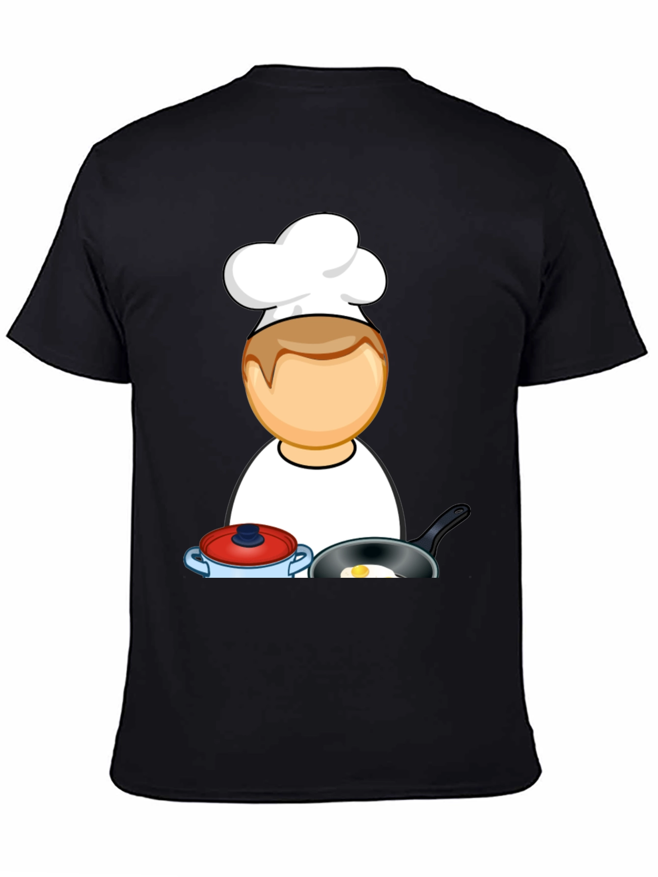 Chef Cartoon Black T-Shirt - Cooking Fun!