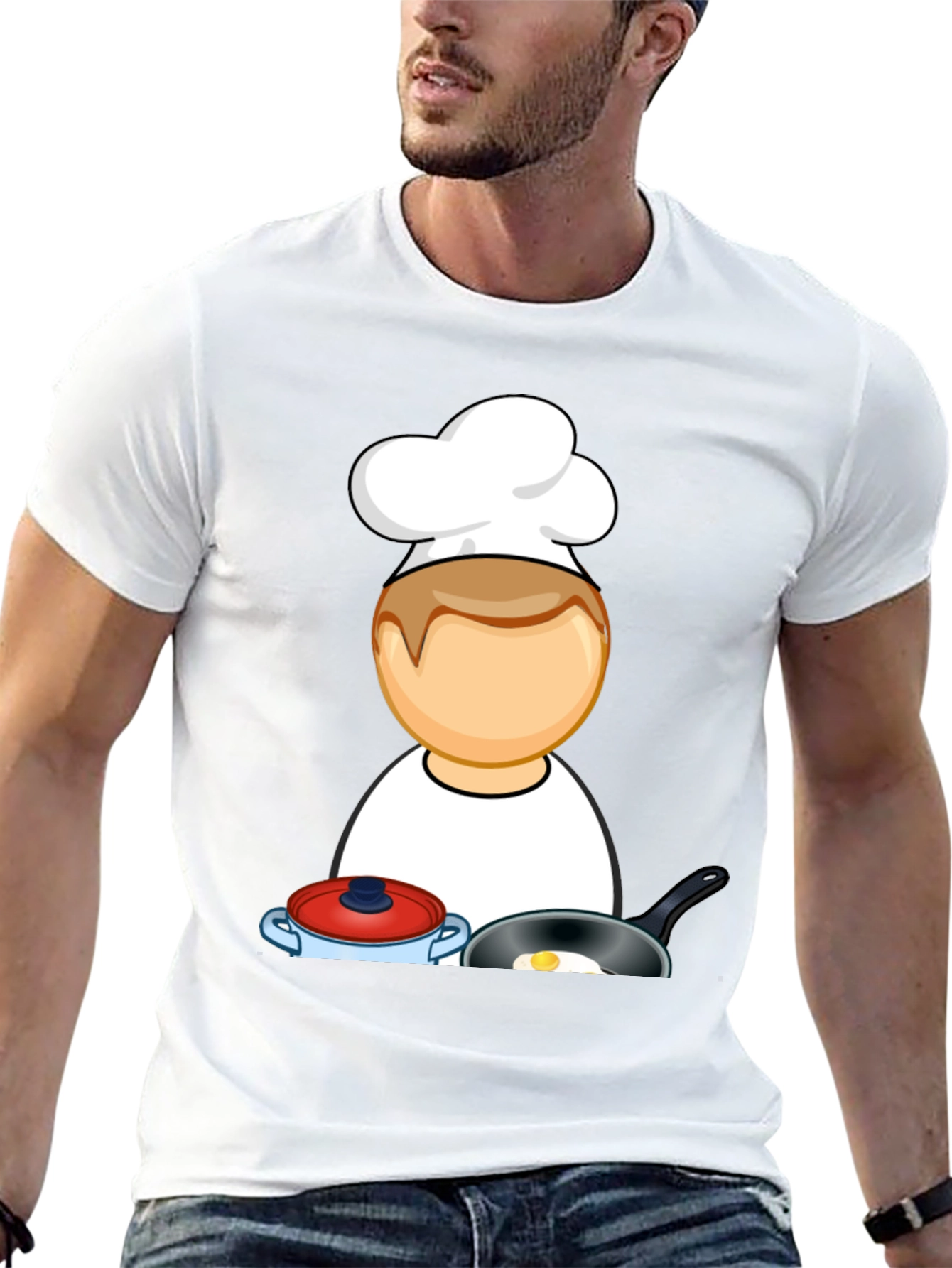 Chef Cartoon Black T-Shirt - Cooking Fun!
