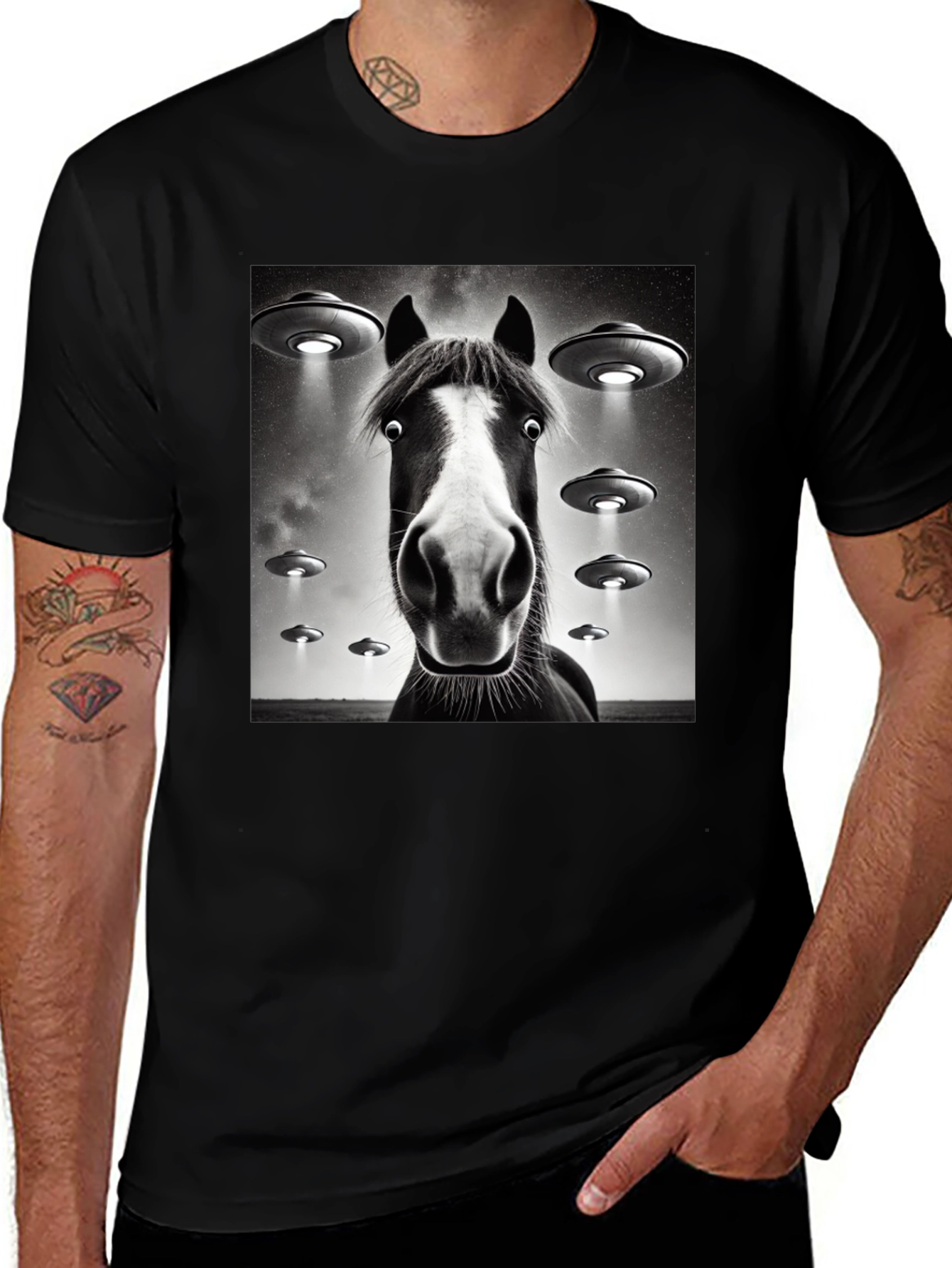 Horse UFO T-Shirt - Funny Graphic Tee