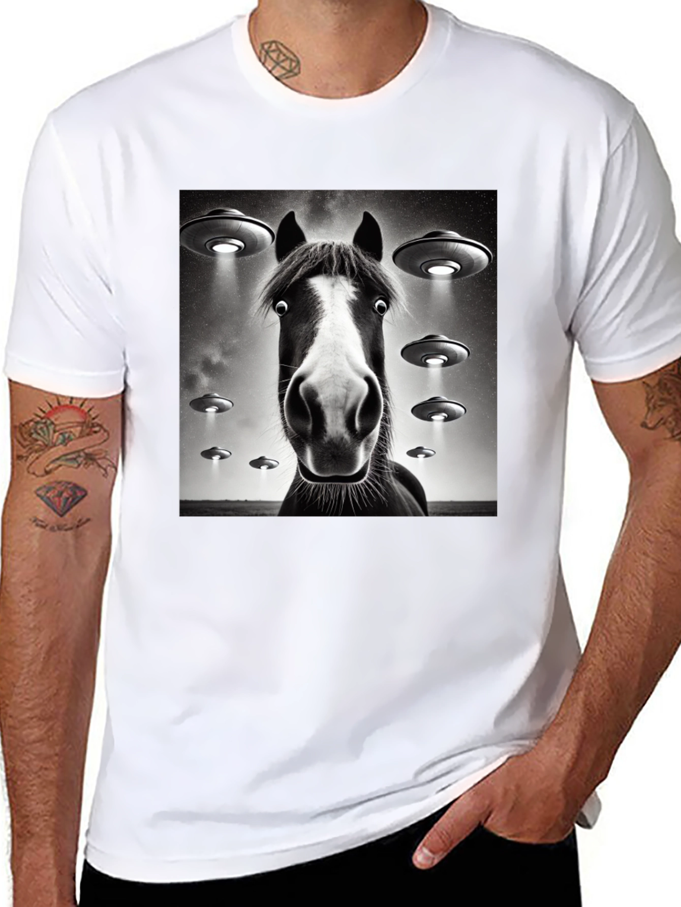 Horse UFO T-Shirt - Funny Graphic Tee