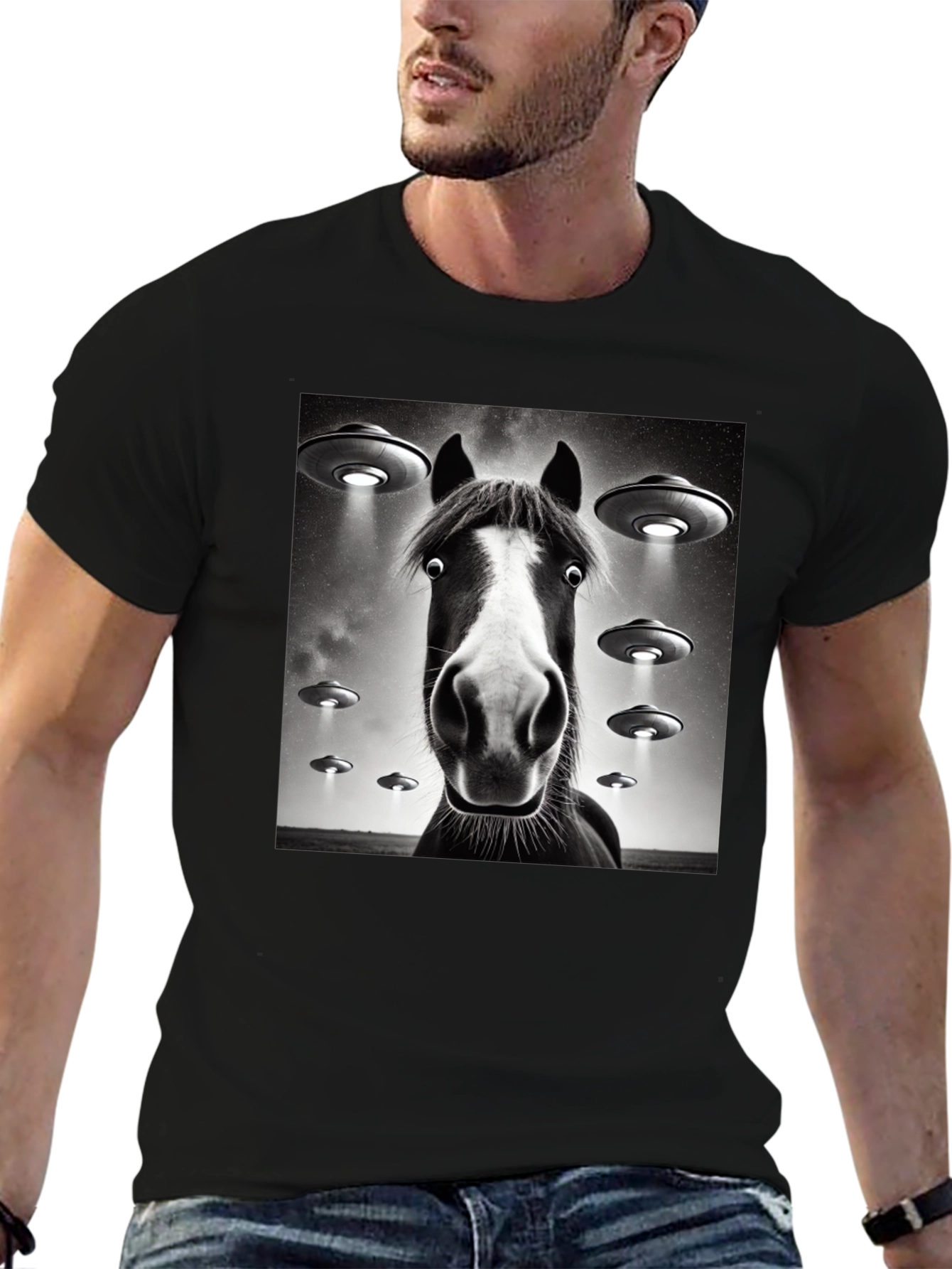 Horse UFO T-Shirt - Funny Graphic Tee