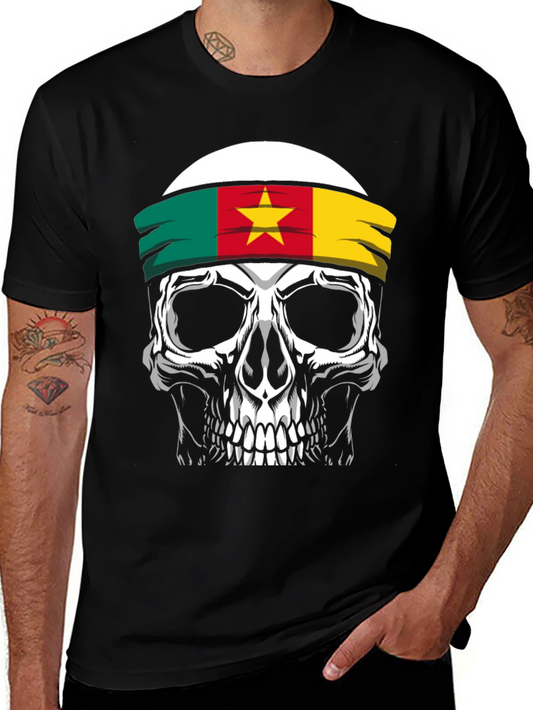 Cameroon Flag Skull Graphic T-Shirt