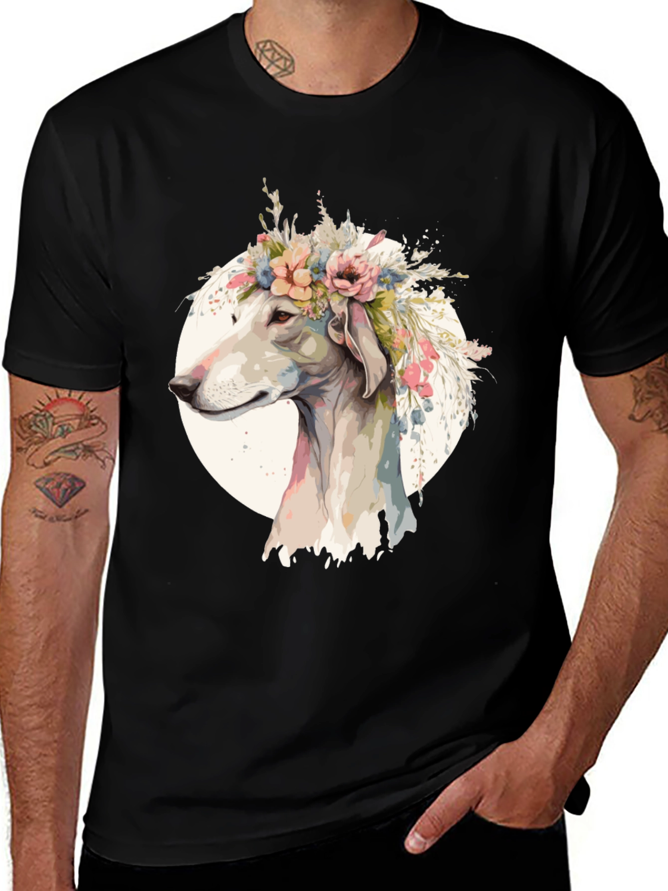Dog with Flower Crown Graphic Tee
