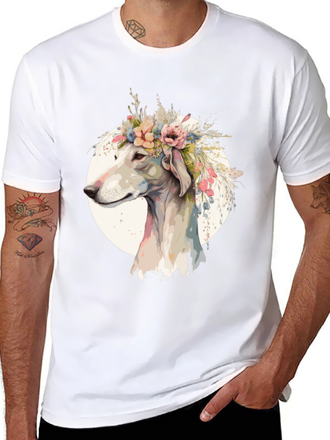 Dog with Flower Crown Graphic Tee