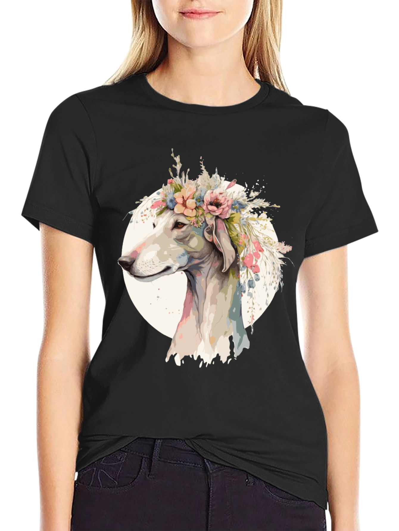 Dog with Flower Crown Graphic Tee
