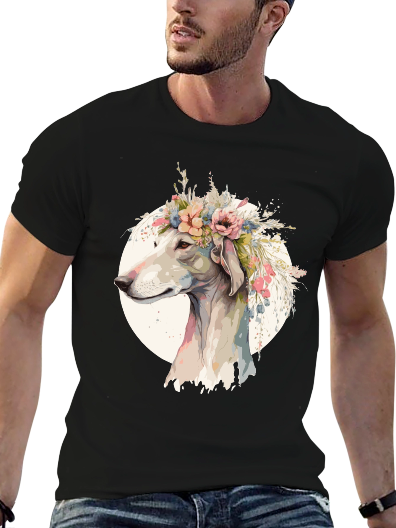 Dog with Flower Crown Graphic Tee