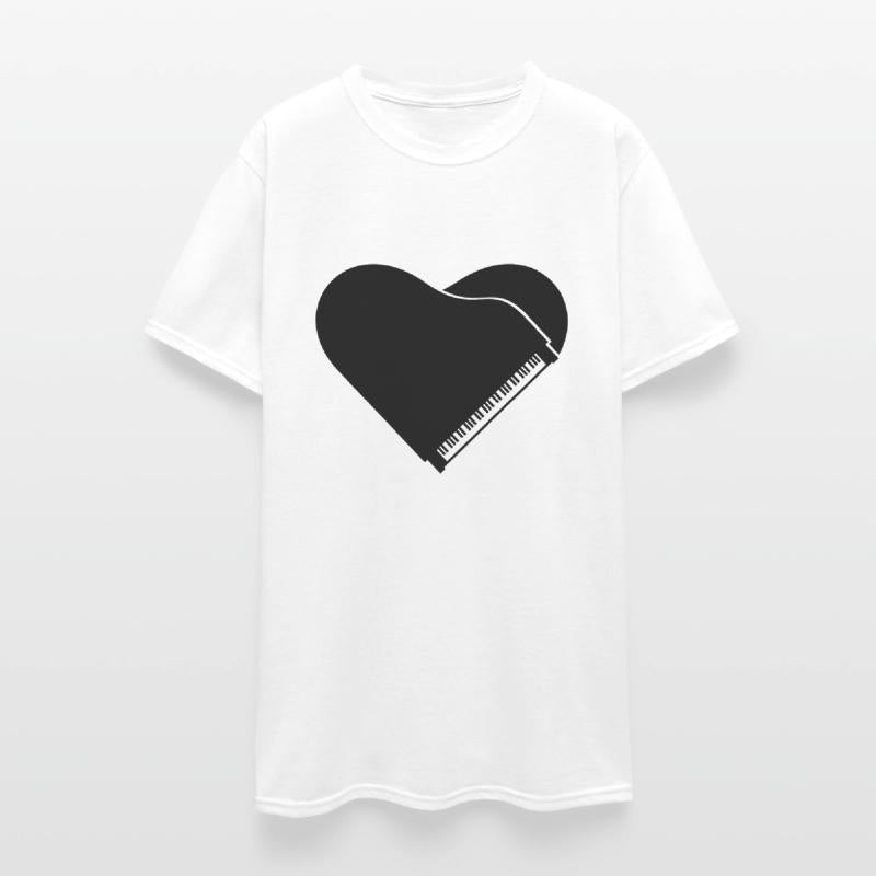 I love Grand Piano Heart Organ Keyboard Music Logo