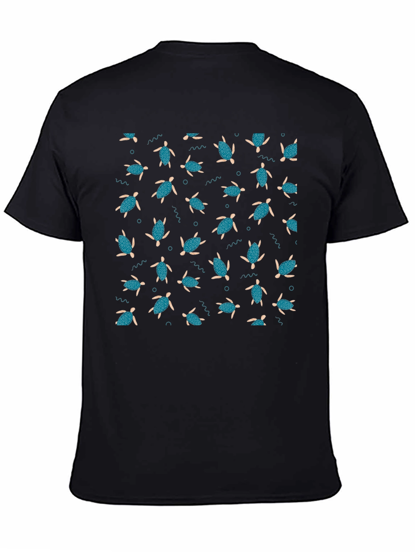 Turtle Pattern Black T-Shirt