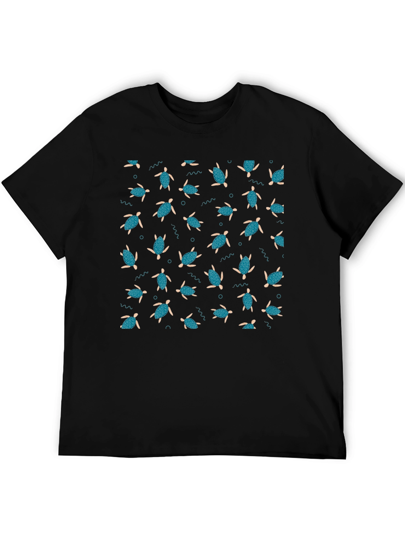 Turtle Pattern Black T-Shirt