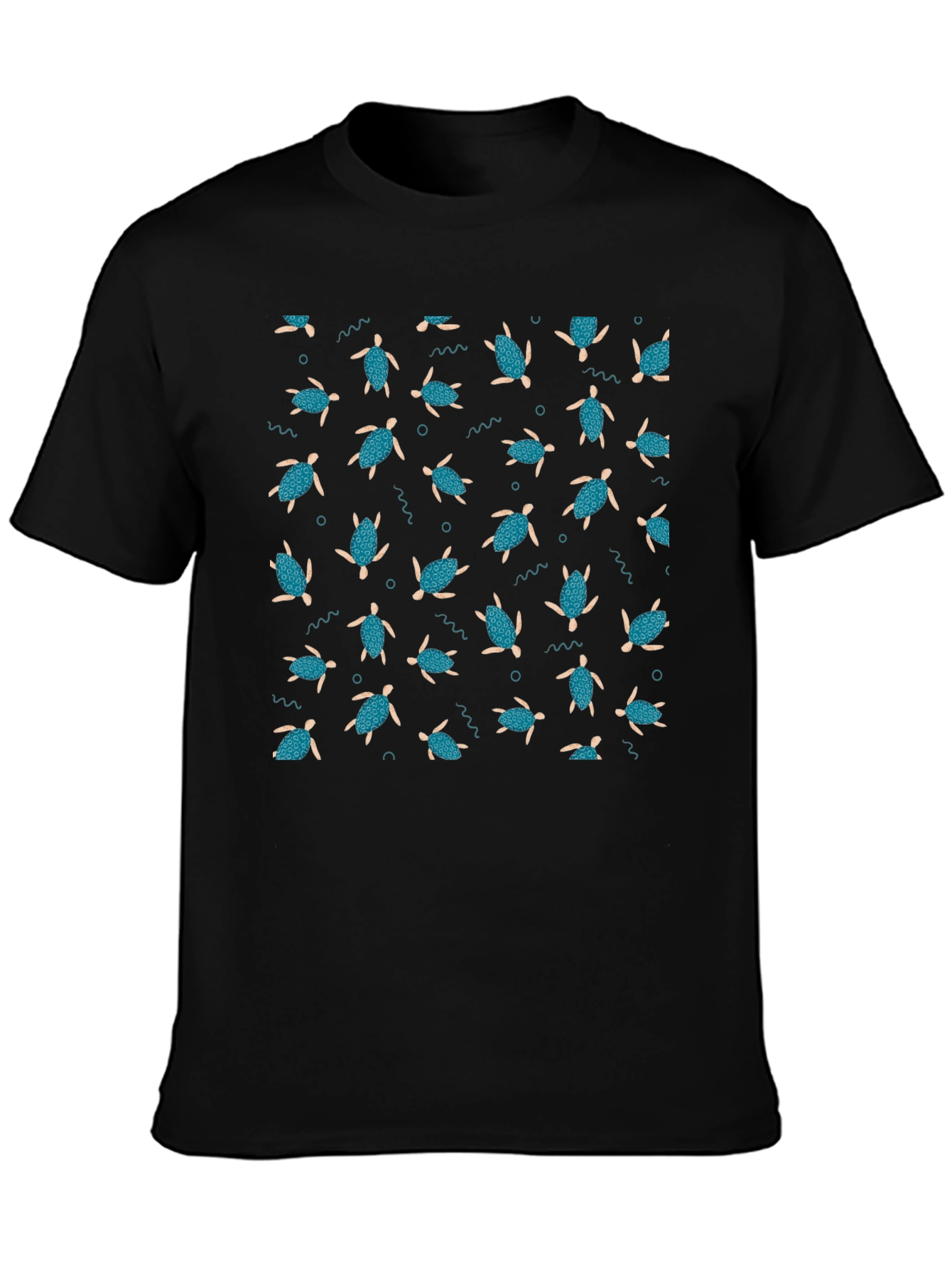 Turtle Pattern Black T-Shirt