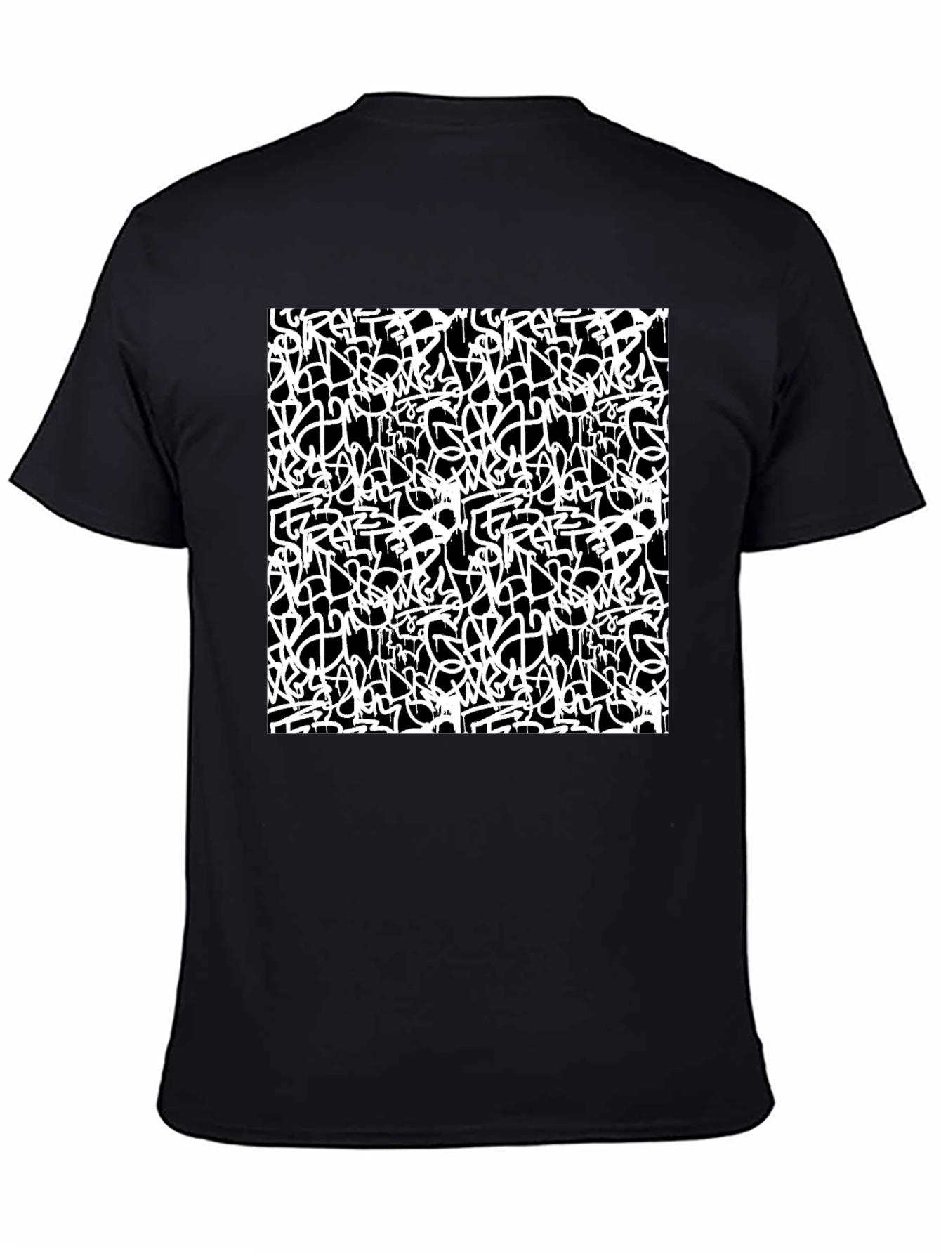 Abstract Graffiti Print Black T-Shirt