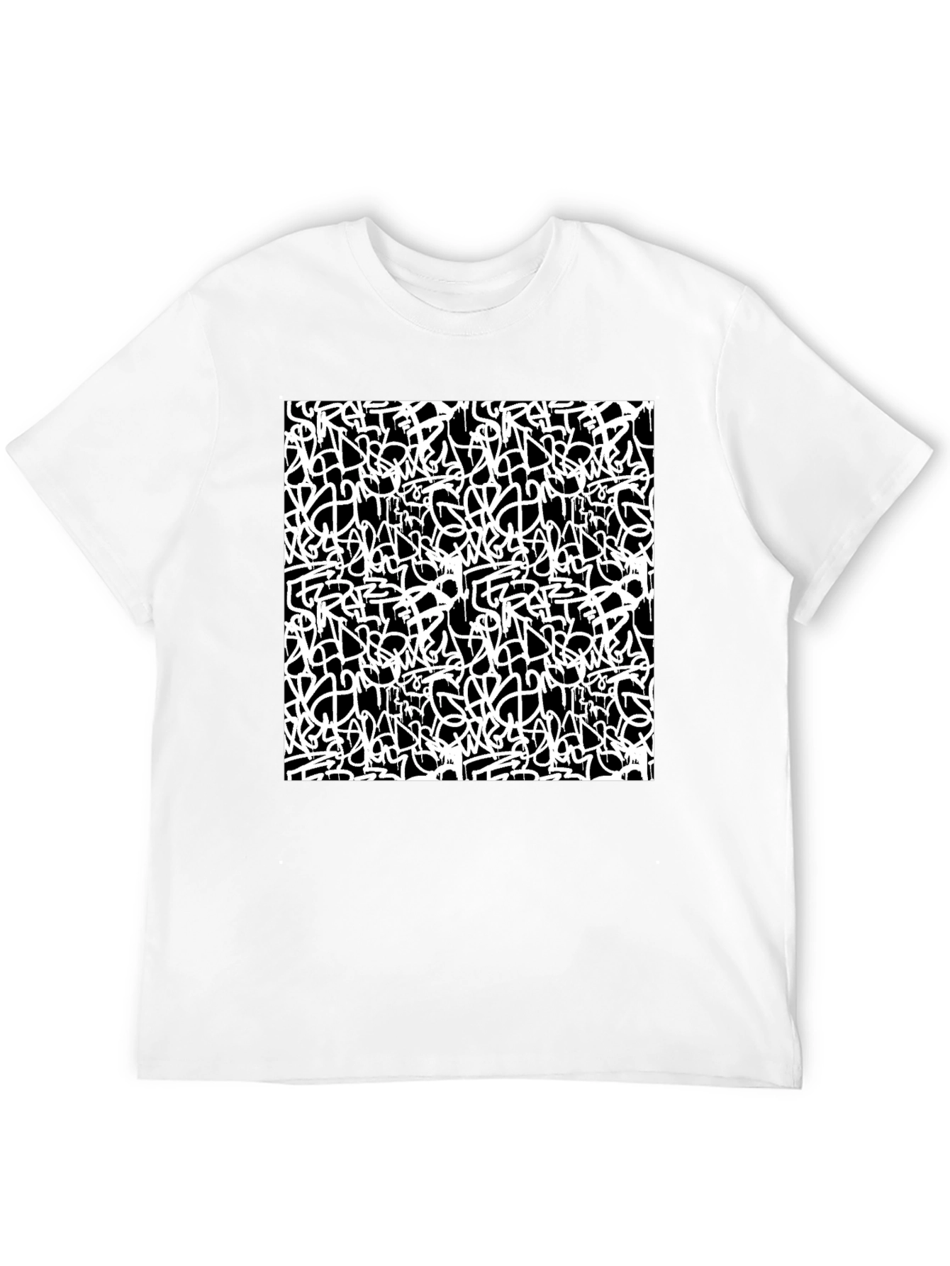 Abstract Graffiti Print Black T-Shirt