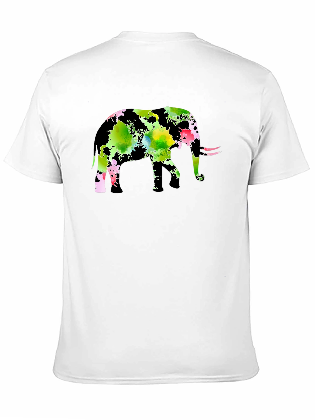 Watercolor Elephant Black T-Shirt