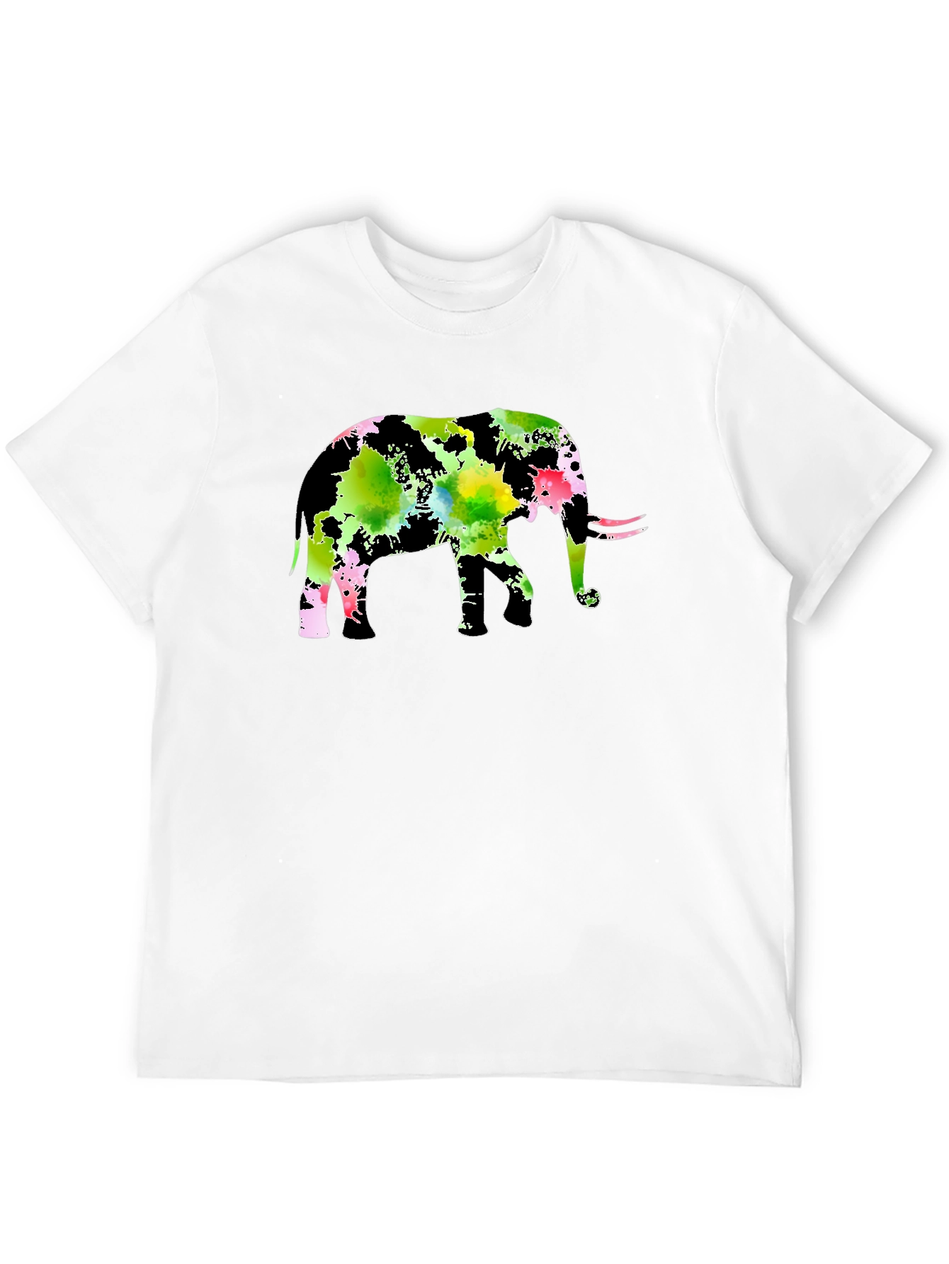 Watercolor Elephant Black T-Shirt