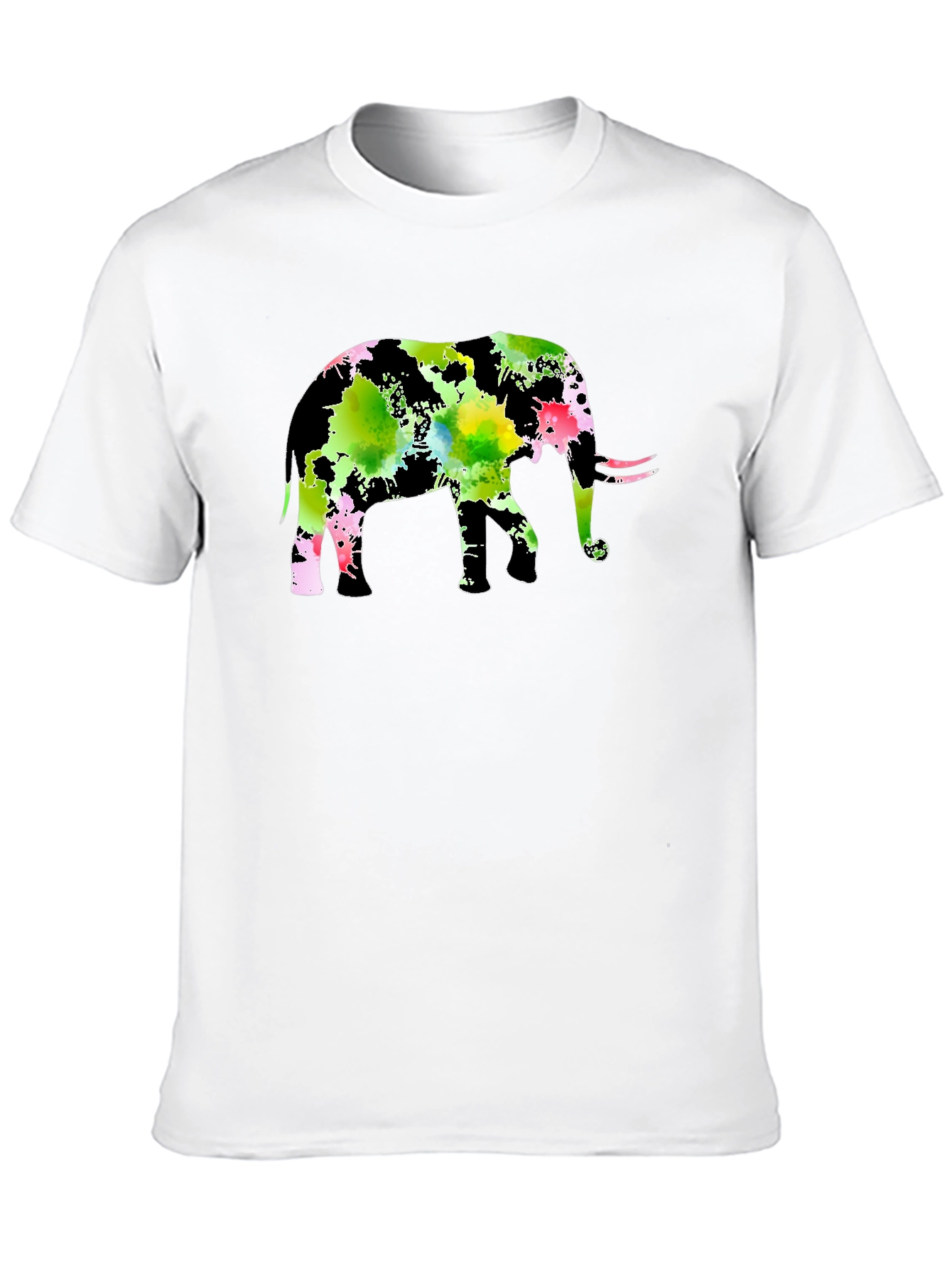 Watercolor Elephant Black T-Shirt