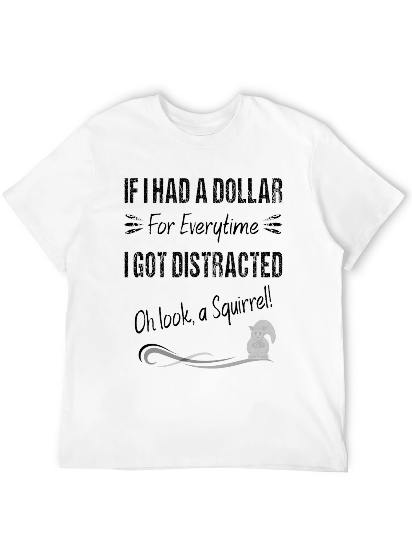 Funny Squirrel Distraction Black Graphic T-Shirt