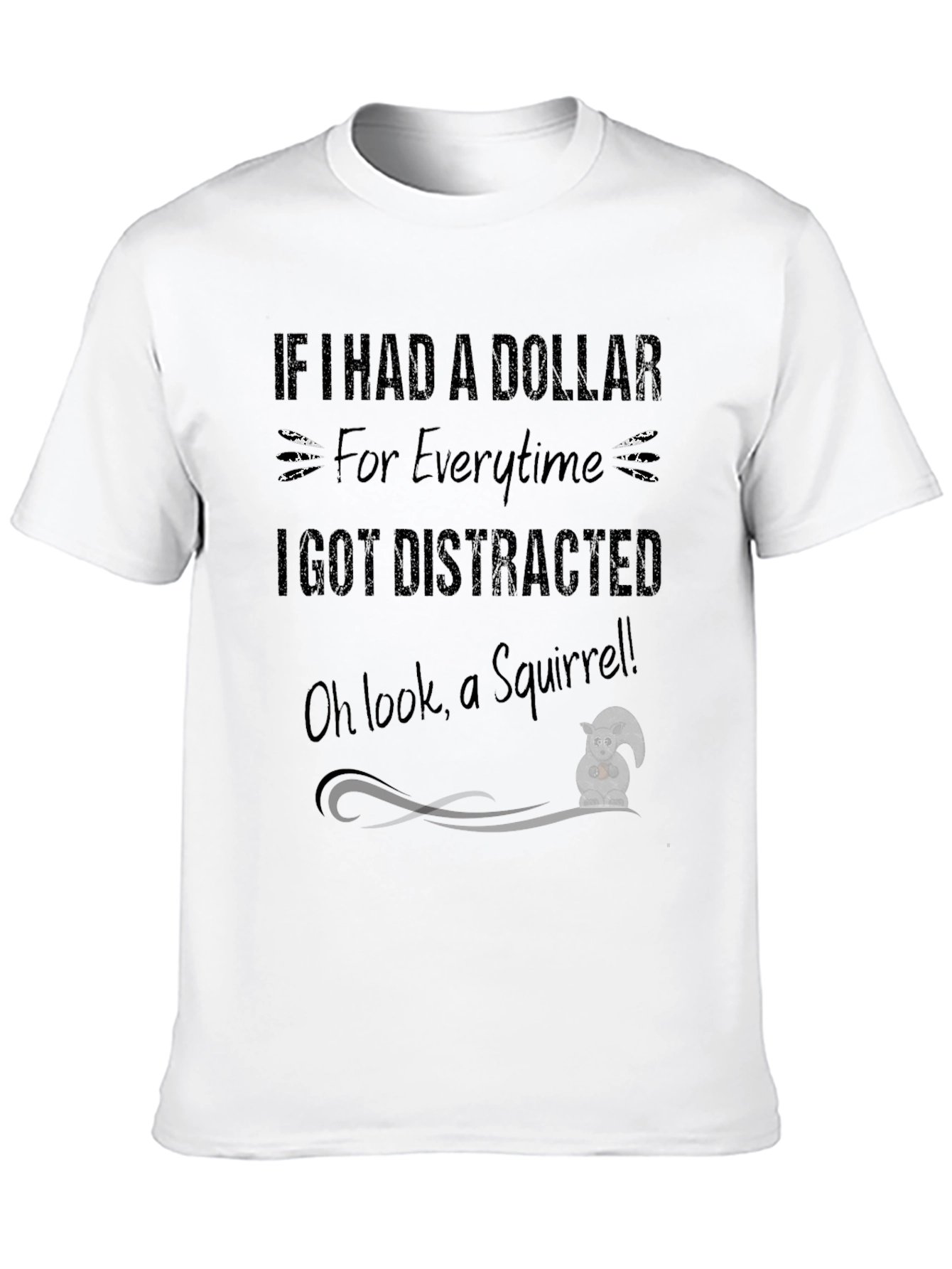Funny Squirrel Distraction Black Graphic T-Shirt