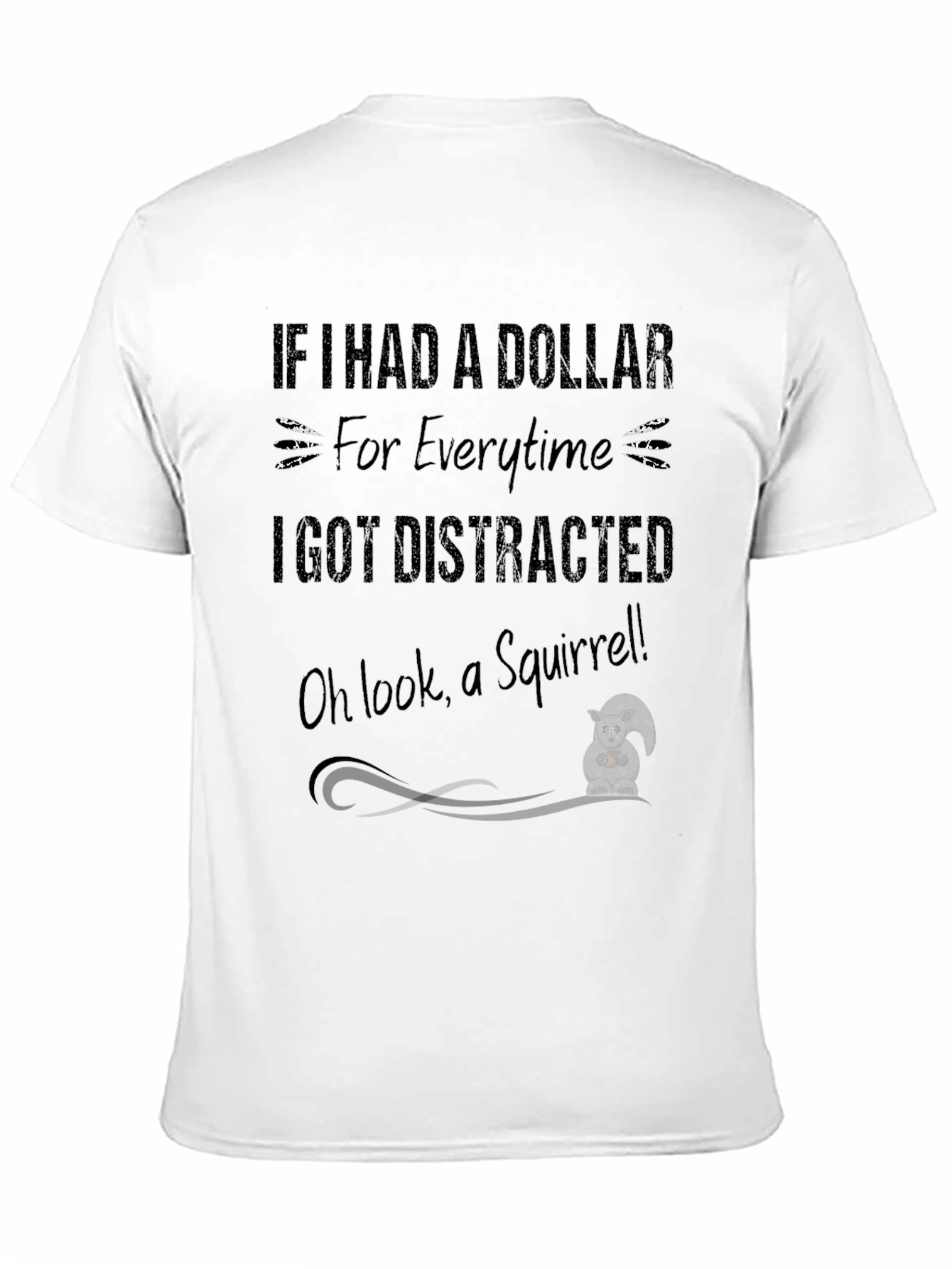 Funny Squirrel Distraction Black Graphic T-Shirt