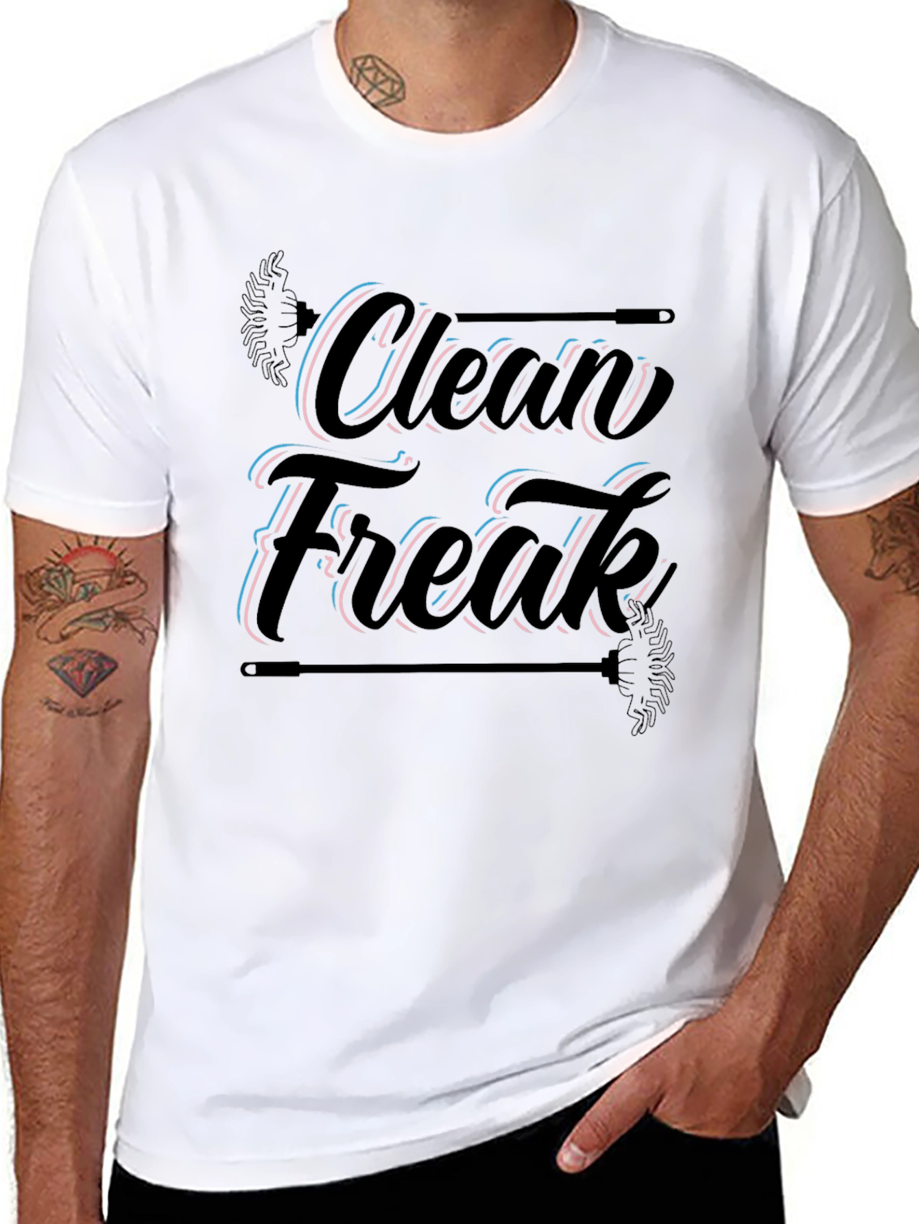 Clean Freak Graphic Tee - Black Cotton Blend