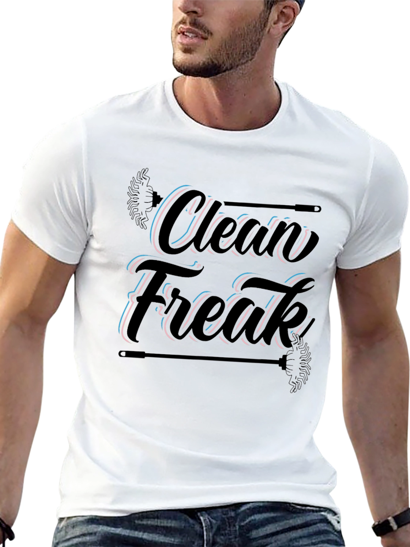 Clean Freak Graphic Tee - Black Cotton Blend