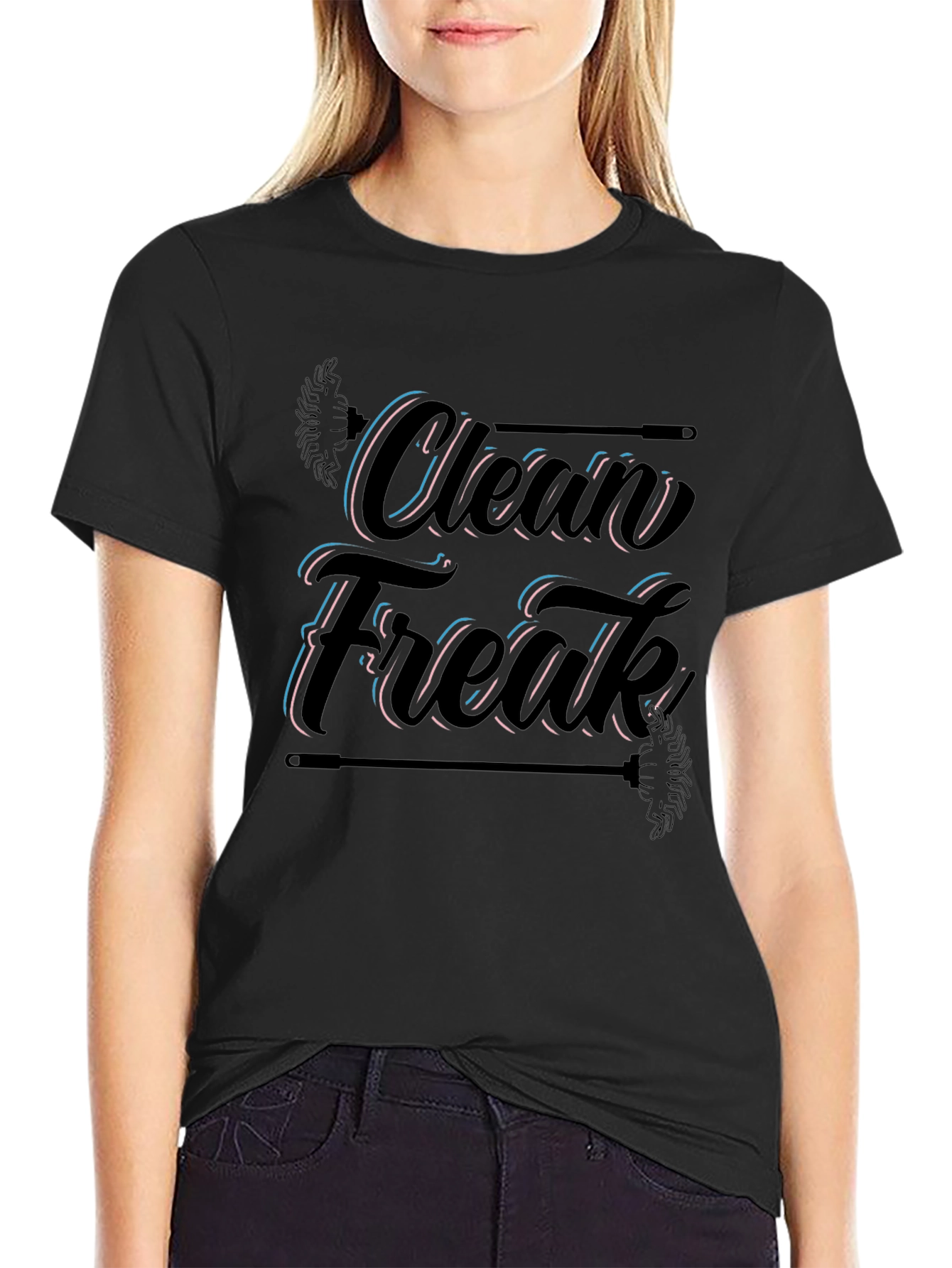 Clean Freak Graphic Tee - Black Cotton Blend