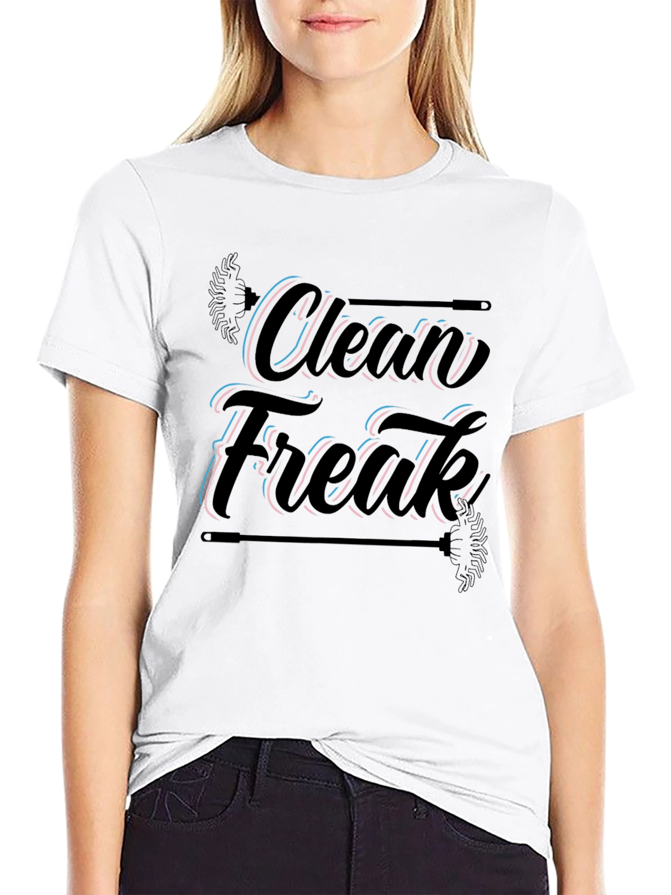 Clean Freak Graphic Tee - Black Cotton Blend
