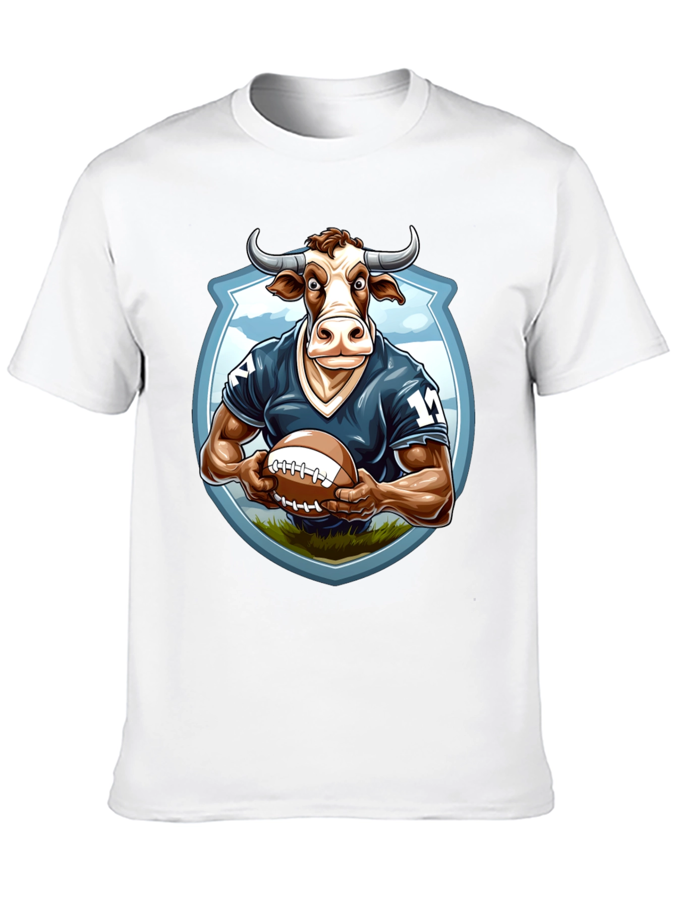 Bull Football Player Graphic Tee