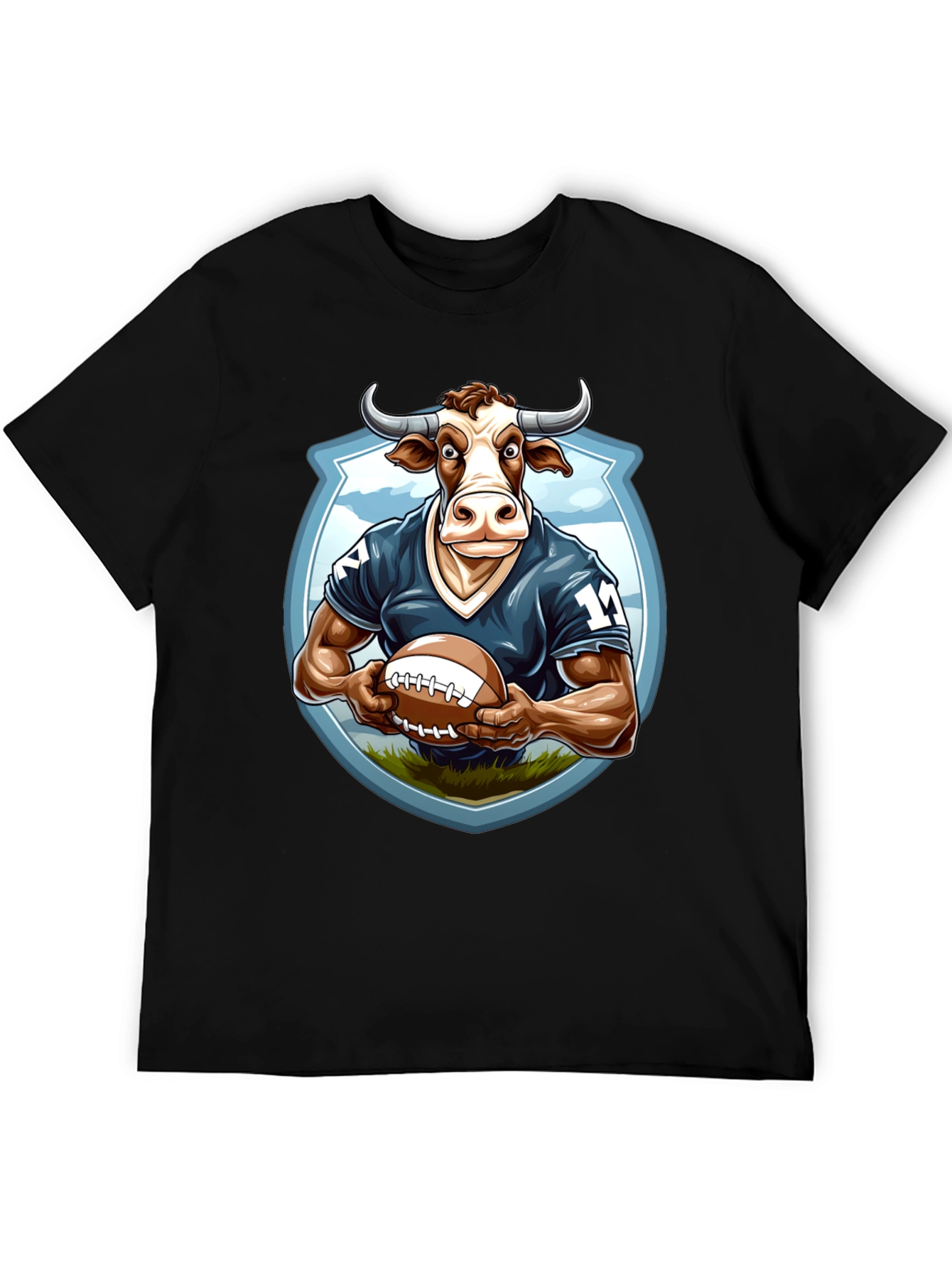 Bull Football Player Graphic Tee