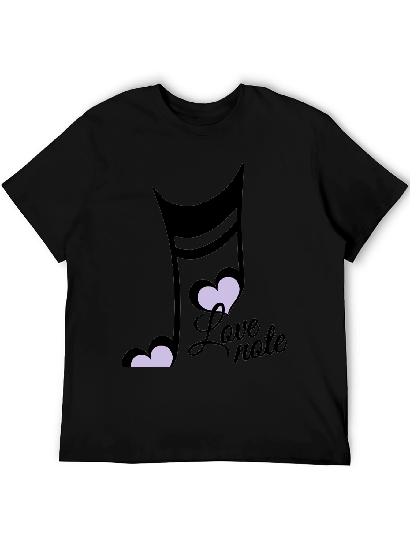 Love Note Music Heart Graphic Black T-Shirt